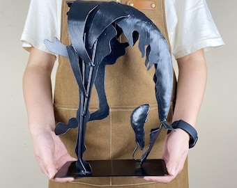 Handmade Metal Art, Hand-Forged Iron Horse Sculpture, Modern Home Decor Gift