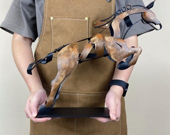 Handgefertigte & handbemalte Eisen-Pferd-Skulptur: 3D-Metall-Statuen-Kunst-Schreibtisch-Dekor
