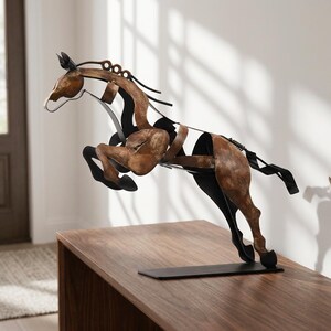 Handmade & Hand-painted Iron Horse Sculpture: 3D Metal Statue Art Desk Decor image 8