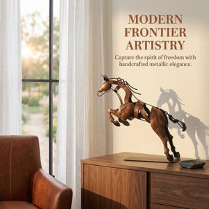 Handmade & Hand-painted Iron Horse Sculpture: 3D Metal Statue Art Desk Decor image 4