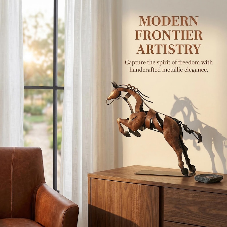 Handmade & Hand-painted Iron Horse Sculpture: 3D Metal Statue Art Desk Decor image 4