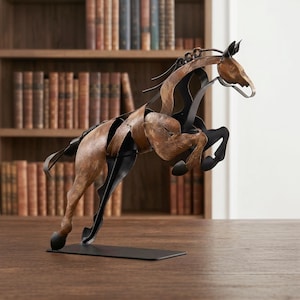 Handmade & Hand-painted Iron Horse Sculpture: 3D Metal Statue Art Desk Decor image 9