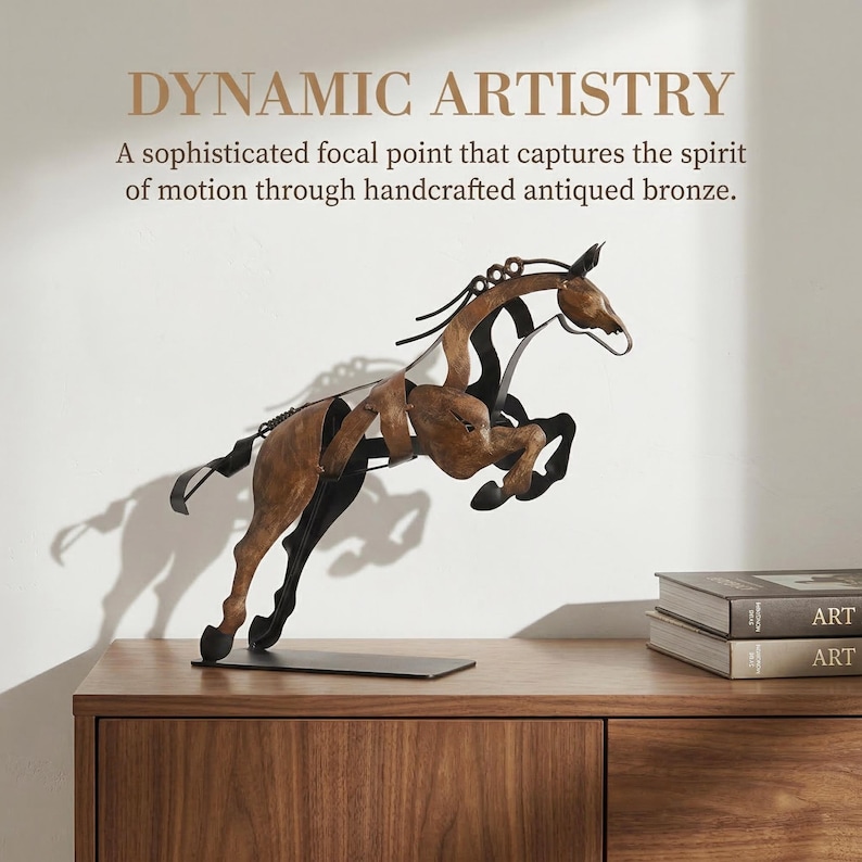 Handmade & Hand-painted Iron Horse Sculpture: 3D Metal Statue Art Desk Decor image 5