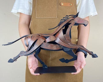 Handmade Iron Horse Sculpture, Rustic Metal Horse Decor, Hand-Painted Statue, Unique Home & Office Decor Gift