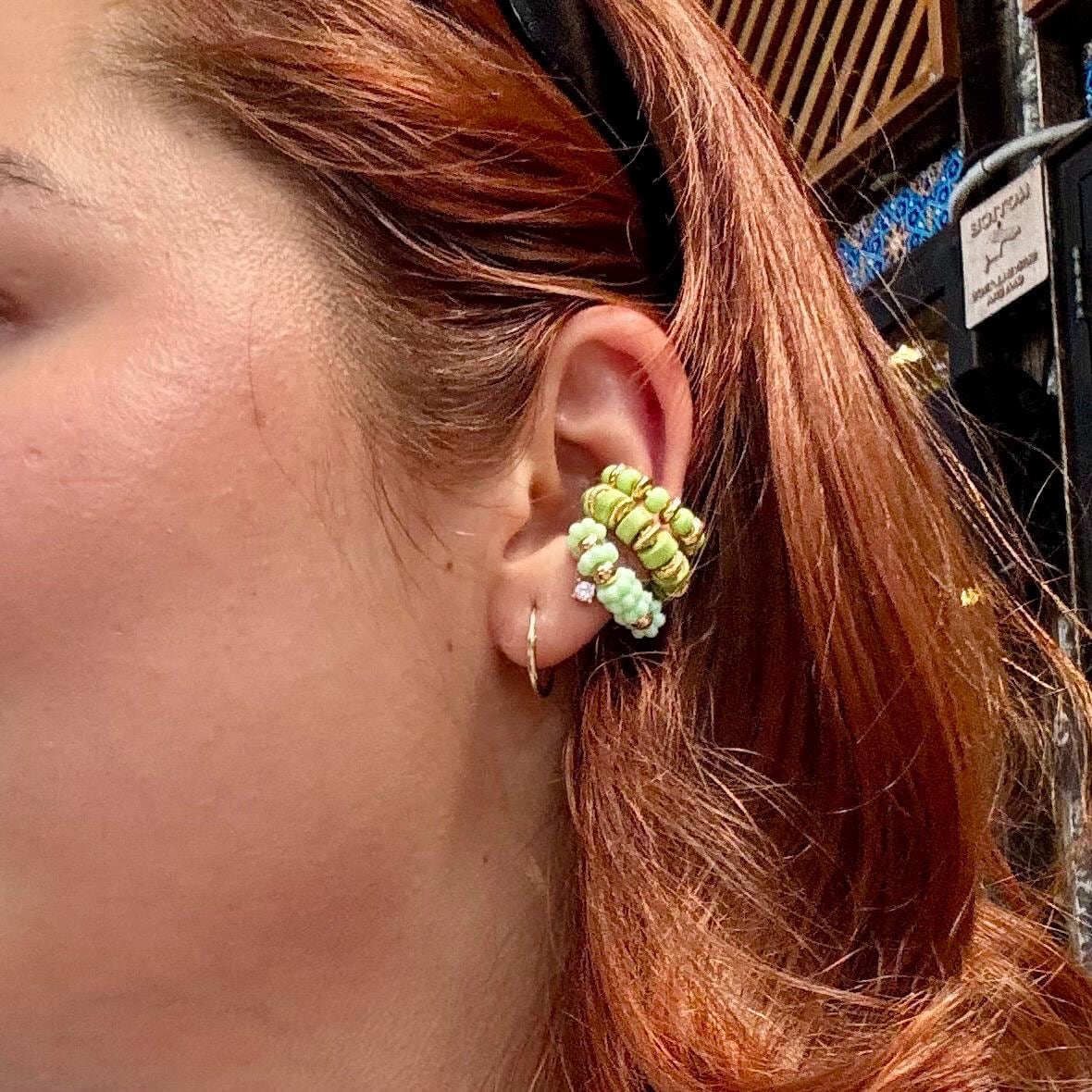 Boho Beaded Ear Cuff: Adjustable Stainless Steel Wire, Non Piercing