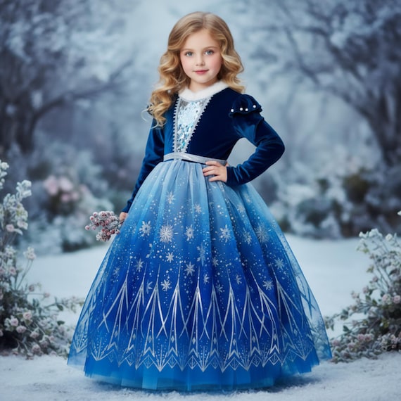 blue ice queen dress Elsa-Inspired Navy Blue Ice Queen Costume, Dress-Up Set with Add-On Accessories