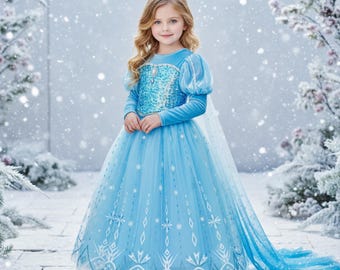 Elsa-Inspired Sequin Ice Queen Costume, Dress-Up Set with Add-On Accessories