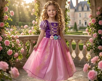 Rapunzel-Inspired Princess Costume, Dress-Up Set with Add-On Accessories