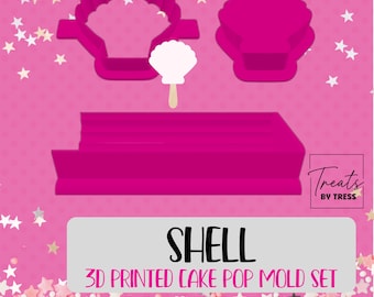 3D Printed Shell Cake Pop Mold Set with Cutter & Plunger