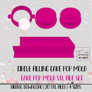 Circle Filling Cake Pop Mold STL File Set | 4 Sizes (Digital Download)