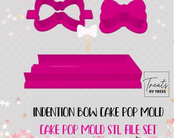Indention Bow Cake Pop Mold STL Set | 4 Sizes, Cutter, Plunger & Tray | Digital Download