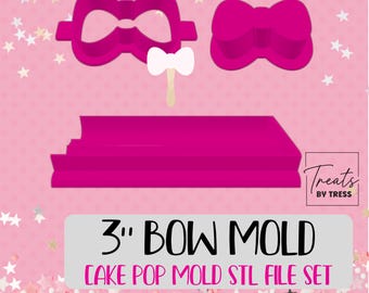 3 Inch Bow Cake Pop Mold STL File Set | Cutter, Plunger, Trays (Digital Download)