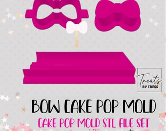 Bow Cake Pop Mold STL File Set | Cutter, Plunger, Trays (Digital Download)