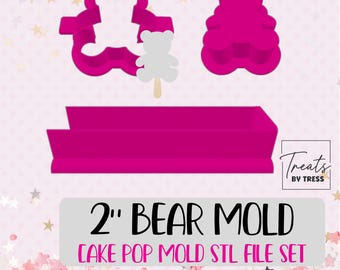 2" Bären-Cake-Pop-Form STL-Datei-Set | Ausstecher, Stempel, Tabletts (Digitaler Download)