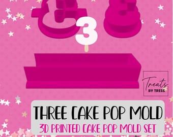 3D Printed Three Cake Pop Mold Set with Cutter & Plunger