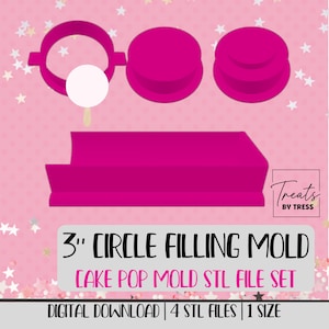 Circle Filling 3 Inch Cake Pop Mold STL File | Cutter, Plunger and Tray 3D Print Files (Digital Download)