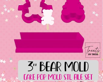 3 Inch Bear Cake Pop Mold STL File | Cutter, Plunger, Tray (Digital Download)