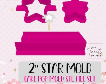 Star 2 Inch Cake Pop Mold STL File | Cutter, Plunger and Tray 3D Print Files (Digital Download)