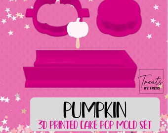 3D Printed Pumpkin Cake Pop Mold Set with Cutter & Plunger