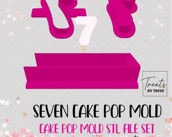 ケーキポップ型7個セット（STLファイル）｜カッター、プランジャー、トレイ（デジタルダウンロード）