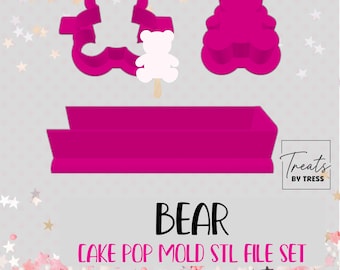 Bären-Cake-Pop-Form-Set (STL-Datei) | Ausstecher, Stempel, Tabletts (Digitaler Download)