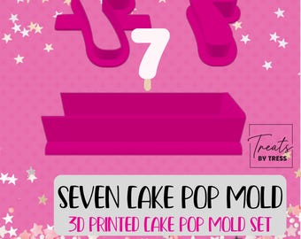 3D Printed Seven Cake Pop Mold Set with Cutter & Plunger