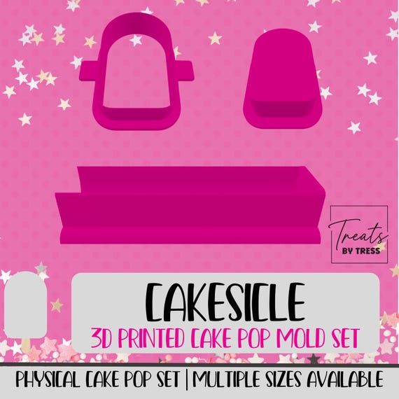 3D Printed Cakesicle Cake Pop Mold Set with Cutter & Plunger