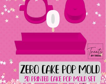 3D Printed Zero Cake Pop Mold Set with Cutter & Impression Plunger