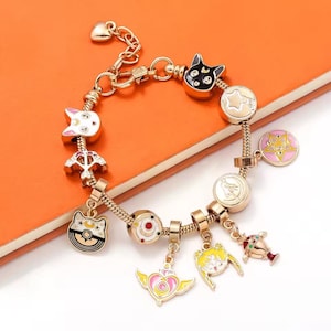 Custom Sailor Moon Inspired Charm Bracelet – 11 Charms | Adjustable  Bracelet | Anime-Inspired Jewelry | Gift for Her | Kawaii Accessory
