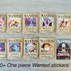 50pcs One Piece Wanted Poster Stickers | Anime Laptop Decals, Scrapbook & Journal Supplies | Luffy Zoro Sanji Chopper Fan Gift Pack