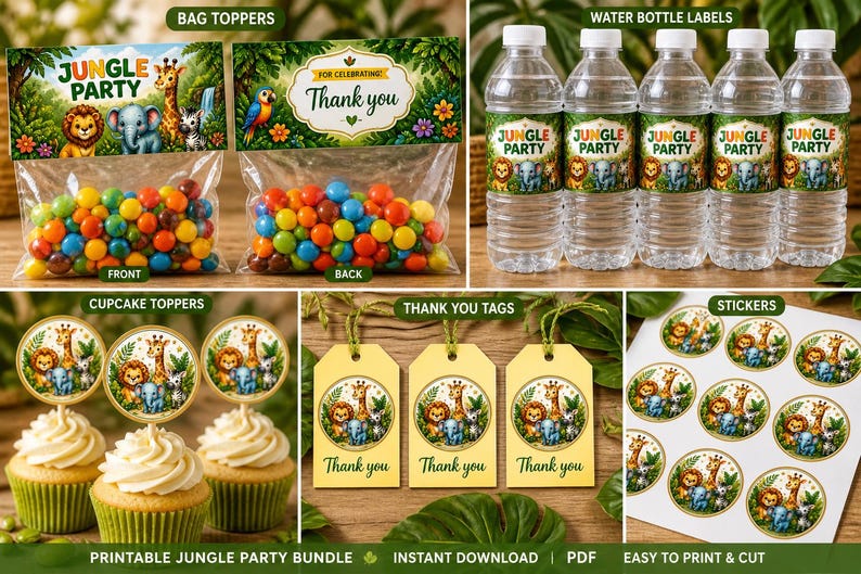 Jungle Safari Party Printables Bundle – Birthday Decorations (digital ...
