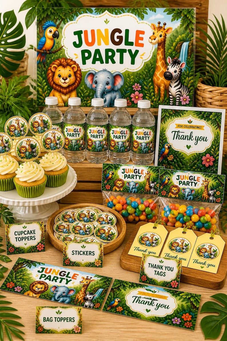 Jungle Safari Party Printables Bundle – Birthday Decorations (digital ...