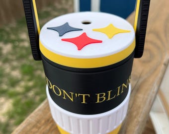 Steelers Fan Football themed 12oz can cooler koozie