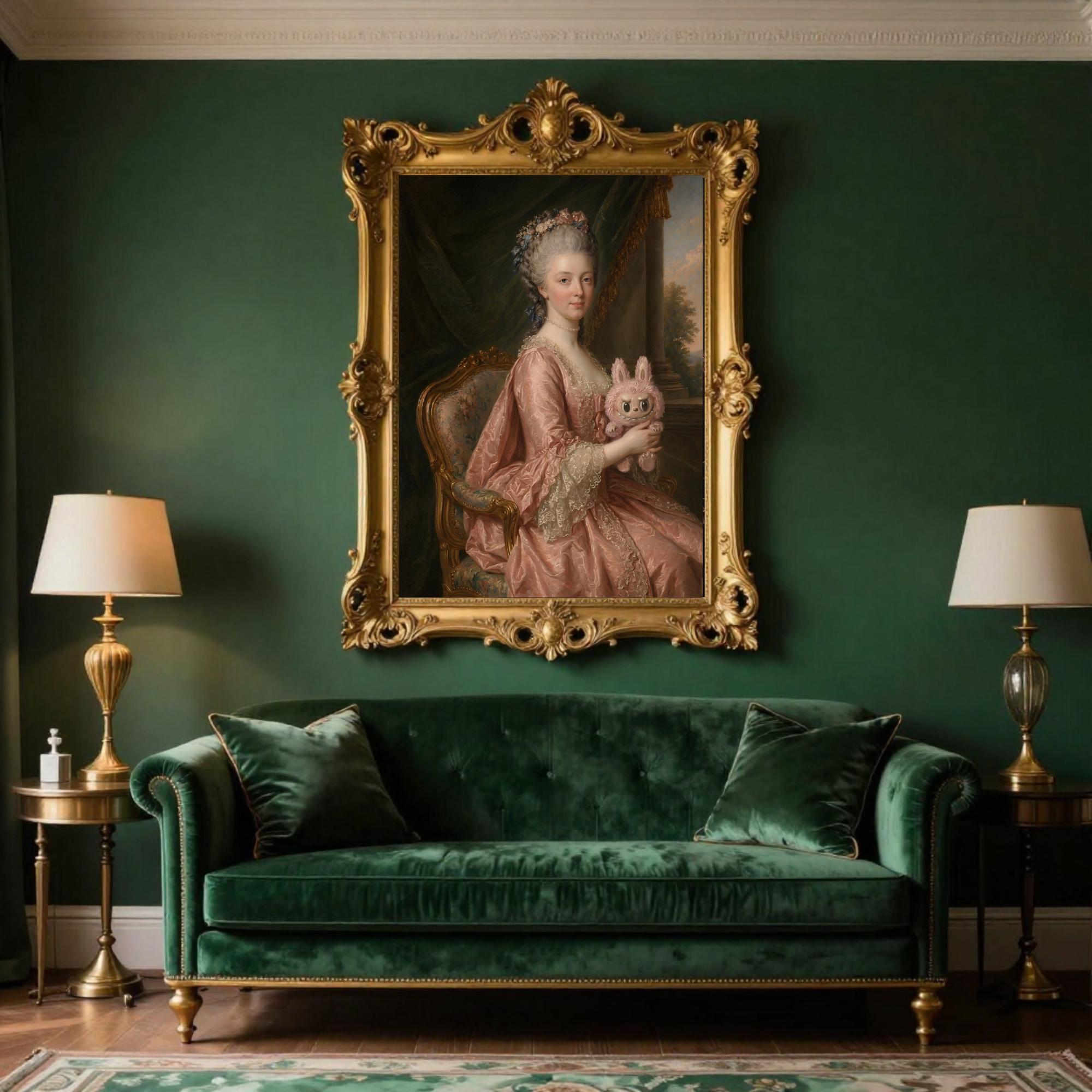 Labubu Rococo Lady Portrait Print | Altered Art Classical Portrait ...