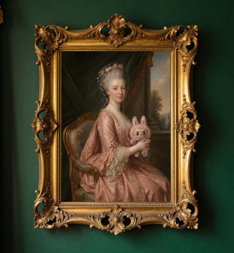 Labubu Rococo Lady Portrait Print | Altered Art Classical Portrait ...
