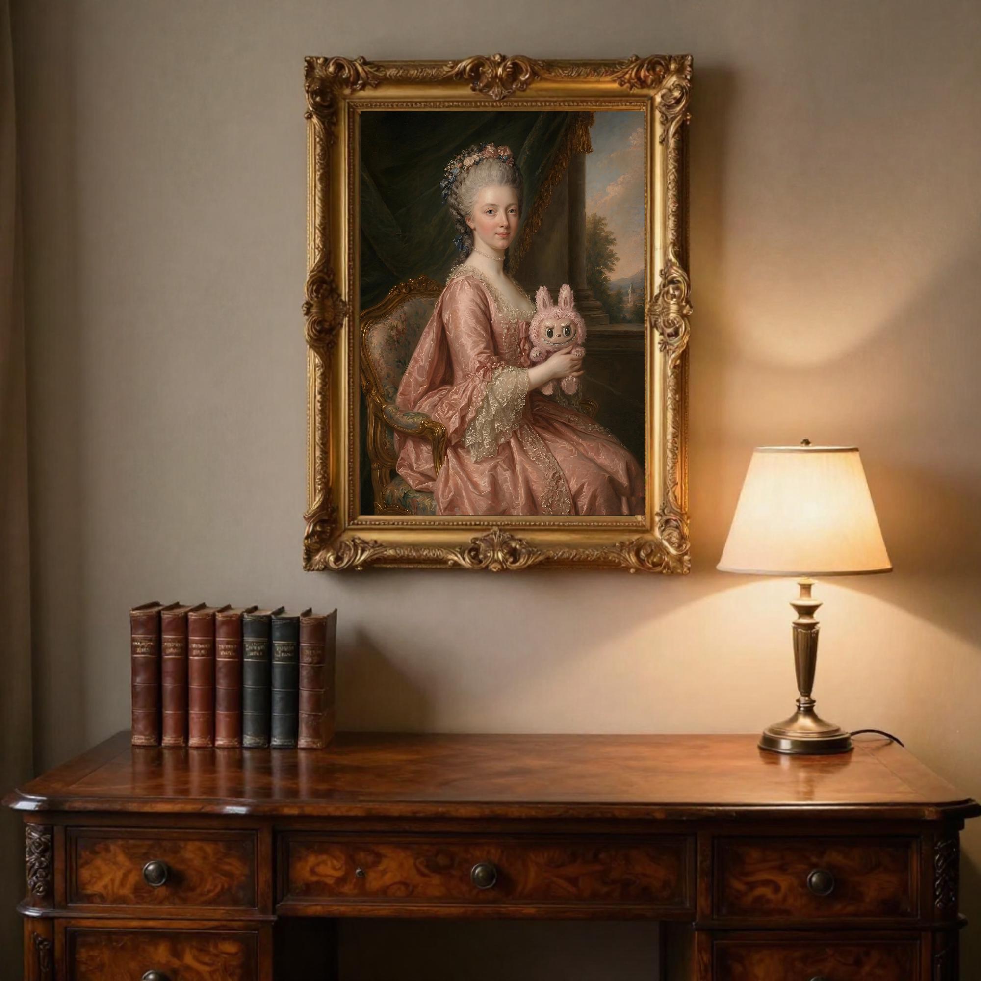 Labubu Rococo Lady Portrait Print | Altered Art Classical Portrait ...