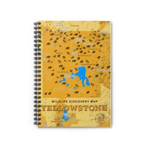 Cuaderno espiral "Descubrimiento de la vida silvestre de Yellowstone", diario para amantes de la naturaleza, planificador de viajes, regalo único para aventureros, cuaderno ecológico