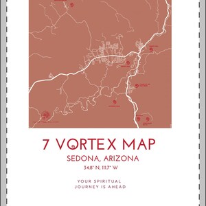 7 Vortex-site van Sedona, Arizona, spirituele vortexkaart, meerkleurig ingelijst