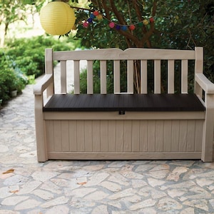 265L Outdoor Garden Storage Bench – Eco-Friendly Resin Material | Wood Panel Effect | Weatherproof | Secure & Multi-Functional Seating