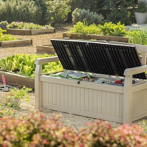Garden Storage Bench with Seating – 265L Capacity, Eco Resin, Lockable Lid & Weatherproof Design