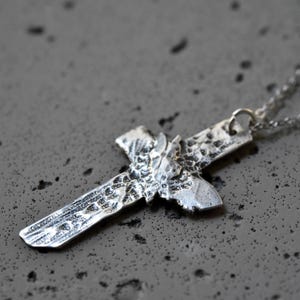 Rustic Sterling Silver Cross Necklace – Handmade Textured Pendant for Men & Women, Christian Jewelry, Unique Faith Gift