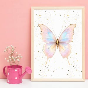 Whimsical Butterfly Canvas Art Print, Magical Girly Decor, Princess Inspired Wall Art, Girl nursery art, Girls room