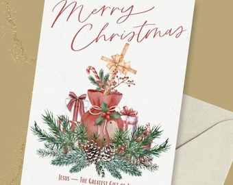 Christian Christmas Card, Jesus Is the Reason, Nativity Printable, Religious Holiday Greeting Set of 3