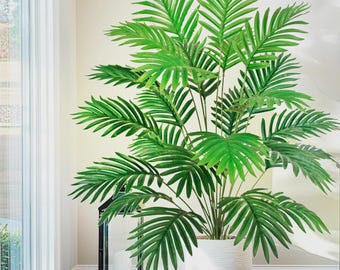 Grote kunstmatige paarse palmboom - Tropische nepplant met palmbladtakken voor huis- en tuindecoratie (60-90-120 cm / 49,2 inch)