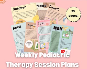 Pediatric Developmental/ Speech Therapy Session Plans - 12 WEEKS Themed April through June