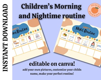 EDITABLE MORNING and NIGHT routine for Kids - Instant download