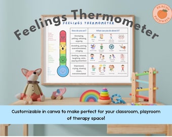 Digital Feelings Thermometer | Emotional Regulation Tool for Kids | Printable Poster & Activity Sheet