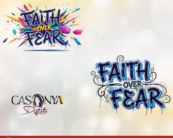 Faith Over Fear PNG Bundle, Christian Sublimation Set, Inspirational Digital Download
