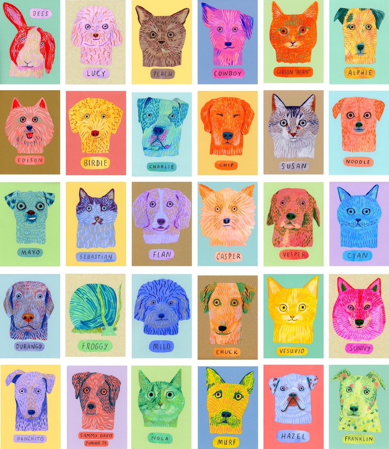 Okey-Dokey Pet Portrait, Fun and Playful Dog Portrait, 5x7 Mixed Media Custom Quirky Pet Drawing image 1