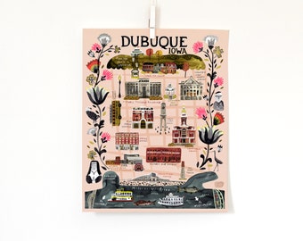 Dubuque, IA Map, 8x10 print